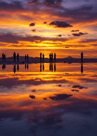 Sunset Reflected in Water Mirror