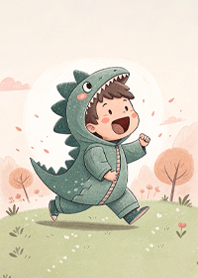 A mischievous child in a fancy costume