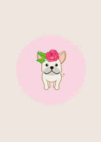French bulldog with roses