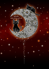 幸福度UP✨願いを叶える猫と月の雫✨赤✨