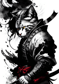 Ink Wash Samurai Cat 31B987