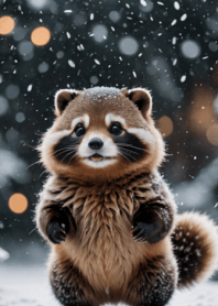 HAPPY RACCOON DOG/SNOW