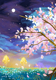 Beautiful night cherry blossoms#1264