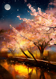 Beautiful night cherry blossoms#1220