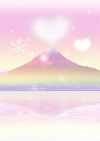 愛の証64 ハートの雲（富士山と雪の結晶）