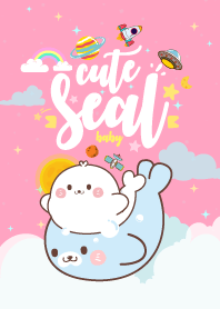 อุ๋งๆ แมวน้ำตัวกลม กาแล็กซี่ สีชมพู