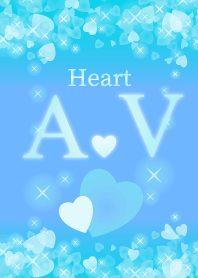 A&Vイニシャル運気UP!幸せのハート青ブルー