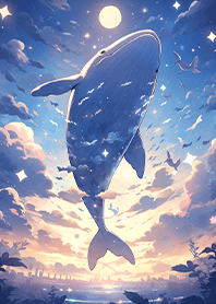 A soaring blue whale in the sky 2