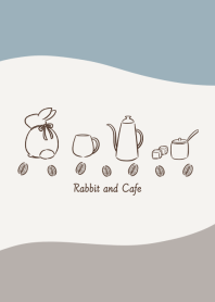 Rabbit and Cafe -blue brown-