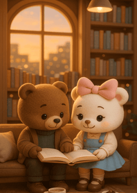 Warm Library Reading Moment