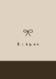 Beige and brown. Handwritten ribbon.