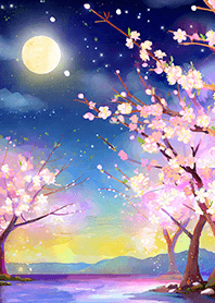 Beautiful night cherry blossoms#987
