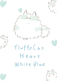 fluffy cat light blue heart white blue