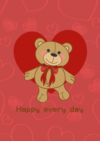 我愛泰迪熊-紅色