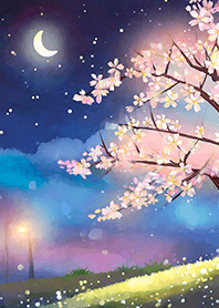 Beautiful night cherry blossoms#1586