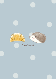 Hedgehog and Croissant -blue gray- 2