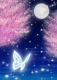 Cherry tree under the moon [Blue]