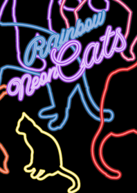 Rainbow neon cats