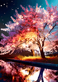 Beautiful night cherry blossoms#1902