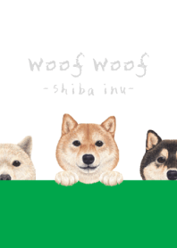 Woof Woof - Shiba inu - WHITE/GREEN