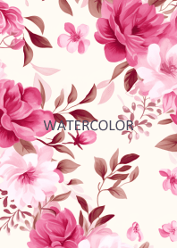 WATERCOLOR-RED RETRO FLOWER 14