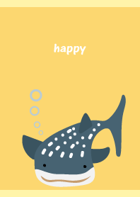 happy whale shark on light yellow