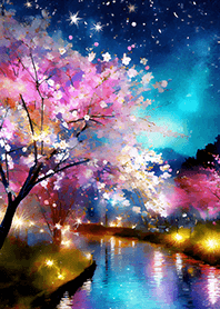 Beautiful night cherry blossoms#1540