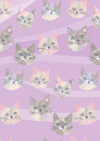 Whimsical Cats2 on light purple
