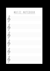 GRAY COLOR MUSICAL NOTES/BLACK