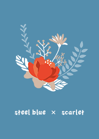 steel blue & scarlet