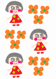 cute bob haircut girl and flower theme