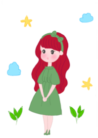 Garden Girl in Green Dress