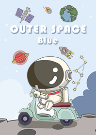 浩瀚宇宙-可愛寶貝太空人-摩托車-藍色星空3