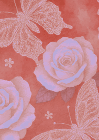 Butterfly and rose2 on white