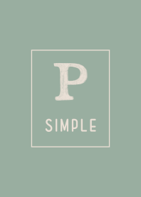 シンプル イニシャル P くすみグリーン