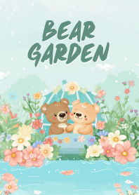 cute bear in the flower garden