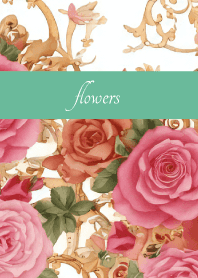 The scent of roses on blue green