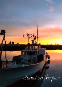 Sunset after boat fishing