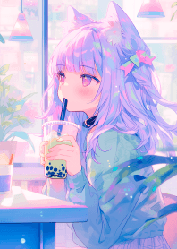 貓娘喝珍珠奶茶 2