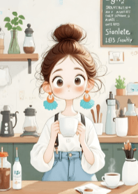 Cute Girl and Coffee V.47