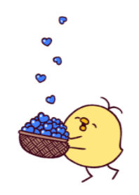 blue heart & funny chick.