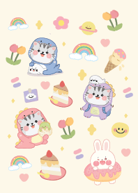 Cat & Rabbit Sweet Cute