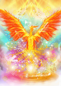 運気上昇 虹色に光る鳳凰と蝶