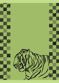 modern tiger on moss green