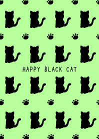 HAPPY BLACK CAT SILHOUETTEj-NEON YEL GR