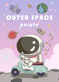 浩瀚宇宙-可愛寶貝太空人-摩托車-紫色漸層
