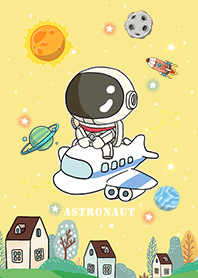 Cute Astronaut/Travel by Plane/yellow