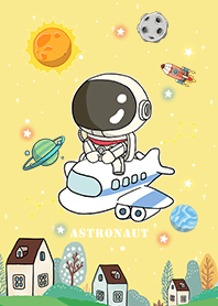 可愛宇航員/搭飛機去旅行/黃色星空