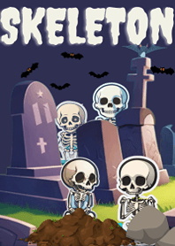 skeleton cute in the cemetery