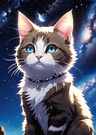 夜の月と星の猫 B0C37C